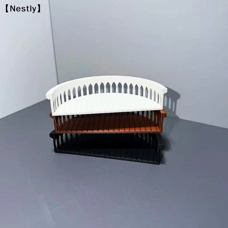 1Pcs Semi Circular Balcony Miniature Building Model Access Dollhouse Simulation European Wall Mounted Storage Rack Decor〔Nest〕