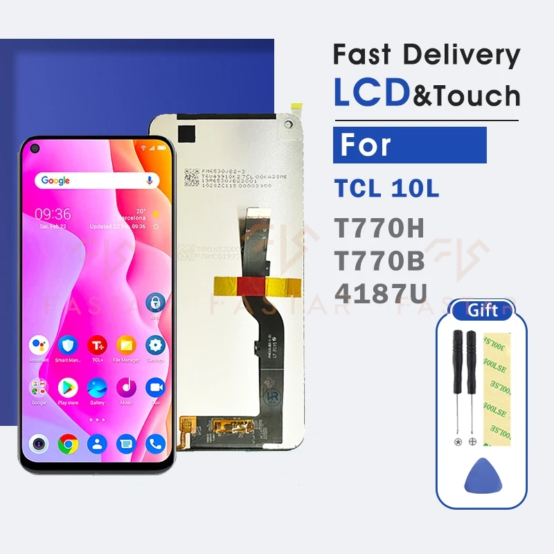 

TCL 10L 6.53"Tested For TCL 10L LCD T770H 4187U T770B LCD Display Digitizer Assembly Replacement Screen