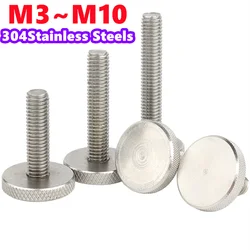 M3 M4 M5 M6 M8 M10 GB835 304 A2-70 Stainless Steel Knurled Flat Head Hand Tight Curtain Wall Glass Thumb Screws Bolt 1~3pcs