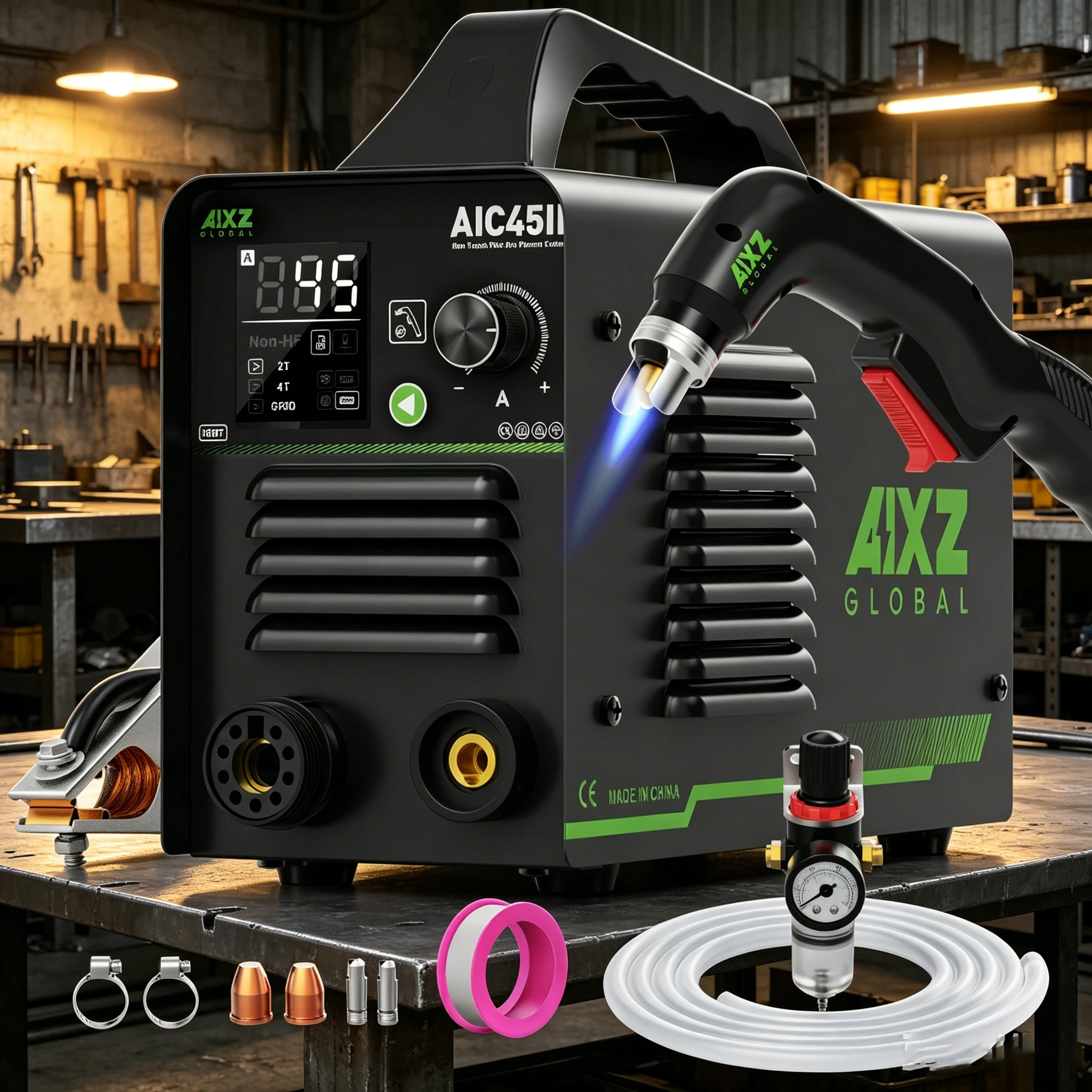 AIXZ AIC45II Non HF Pilot Arc Plasma Cutter 220V Portable IGBT Plasma Cutting Machine 2T/4T Grid Cut For Carbon Steel Stainless Steel Cutting Non High Frequency Low EMI