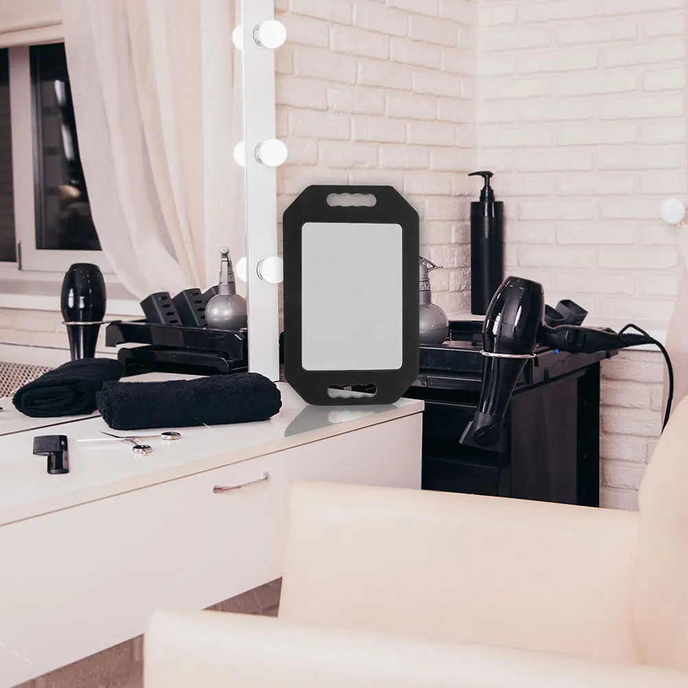 2pcs Handheld Rear View Mirror Large Rectangular Double Handle Foam Cushion Durable Lightweight Hair Salon Barber Mirror High