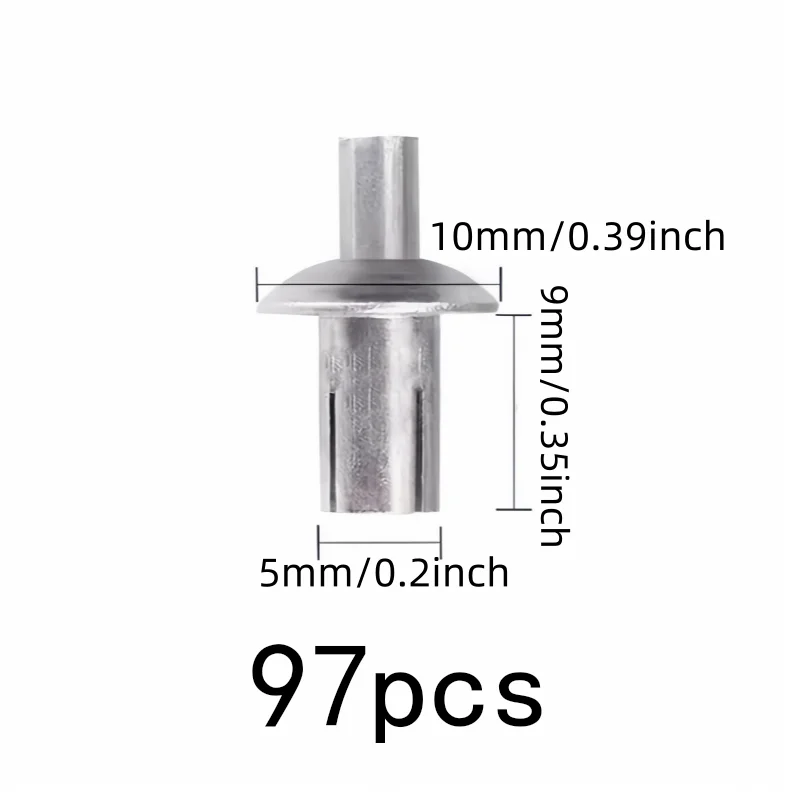 Expansion Lock Design Strike Core Expansion Rivets 97 pcs 5*9mm, perfect for Machinery Fastening, Rust Resistant Metal