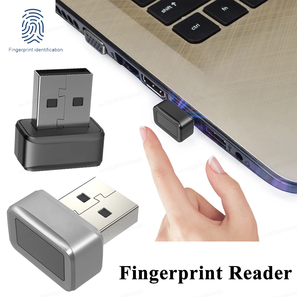 USB Fingerprint Key Reader FIDO U2F Biometric Fingerprint Scanner Windows Hello Anti-Spoofing Portable Security Key 360° Touch