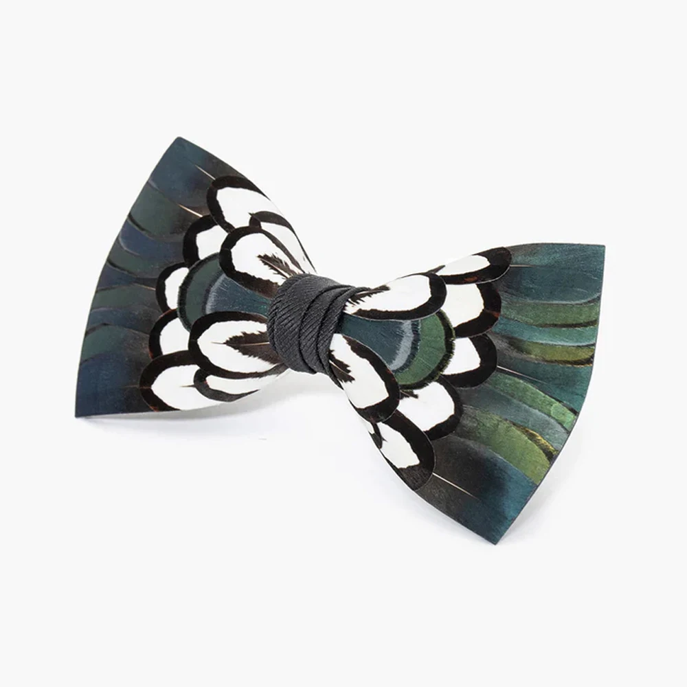 Fashion Boutique Bow Ties for Men handmade feather bow tie brooch Wooden box sets wedding party birthday Groom gift Accessories