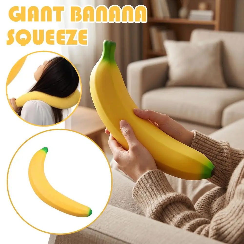 

Giant Soft Realistic Banana Slow Rising Squishy Stress Relief Fidget Toy Stretchy Decompression Funny Novelty Fruit Toys