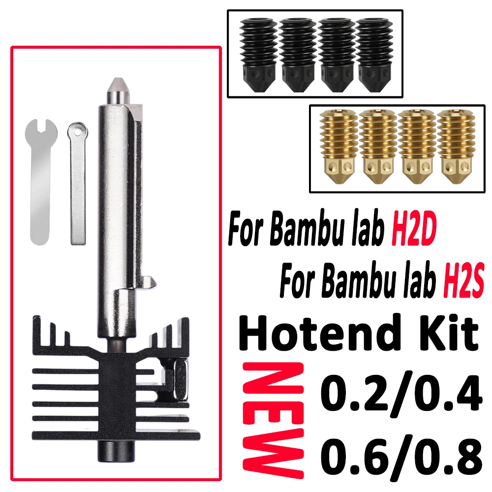 

Для Bambu Lab H2D/H2S в сборе, комплект Hotend 0,2 0,4 0,6 0,8 мм, сменное сопло для Bamboo Lab H2D H2S, аксессуары для 3D-принтеров