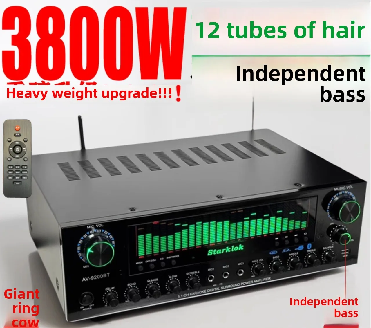 

AV9200 7.1 channel 12 tube 3800W high power home theater amplifier