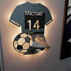 Personalized Football Jersey Mirror Light Custom Name Uniform Number LED Mirror Night Light Room Decoration Christmas Gifts