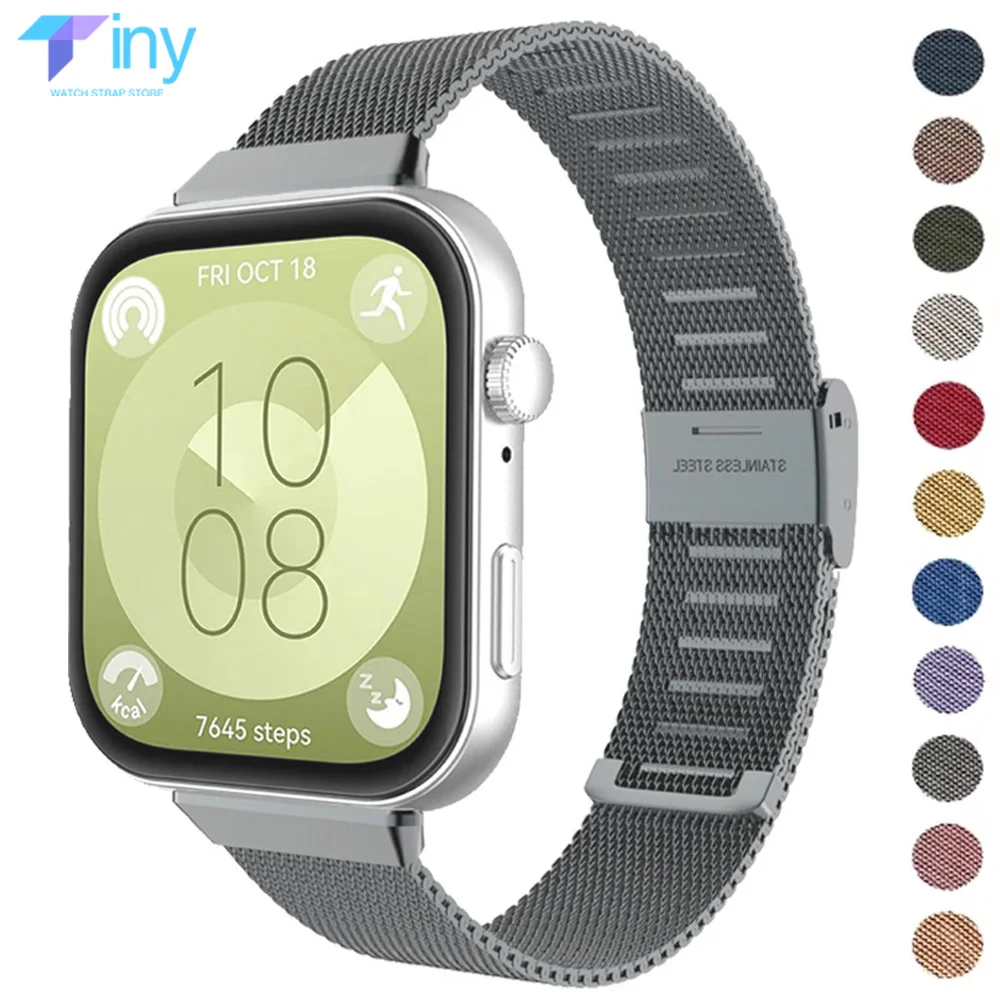 

Миланский ремешок без зазоров для часов Huawei Watch Fit 3, браслет из нержавеющей стали, регулируемый металлический ремешок для часов Huawei Watch Fit 3, ремешок