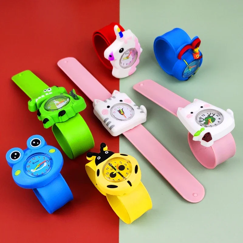 Montre à claquettes en silicone pour enfants, montres de dessins animés, jouet d'horloge, convient aux garçons, filles, bébé, meilleur cadeau d'anniversaire, apprendre l'heure, enfants