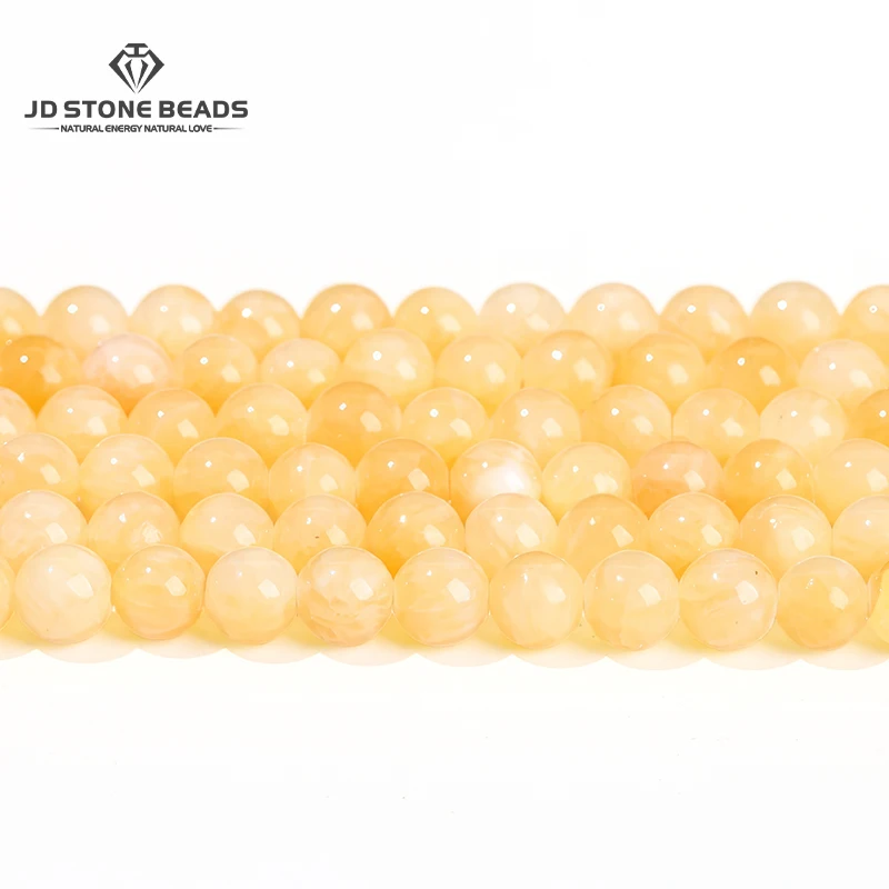 3A Natural Yellow Jade Jasper Stone Round Loose Beads 15\