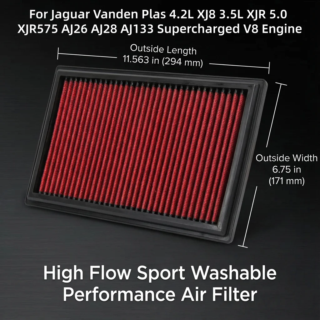

Спортивный воздушный фильтр с высокой пропускной способностью для двигателей Jaguar Vanden Plas 4.2L XJ8, 3.5L XJR, 5.0 XJR575, AJ26, AJ28, AJ133 Supercharged V8, 2W939601AC