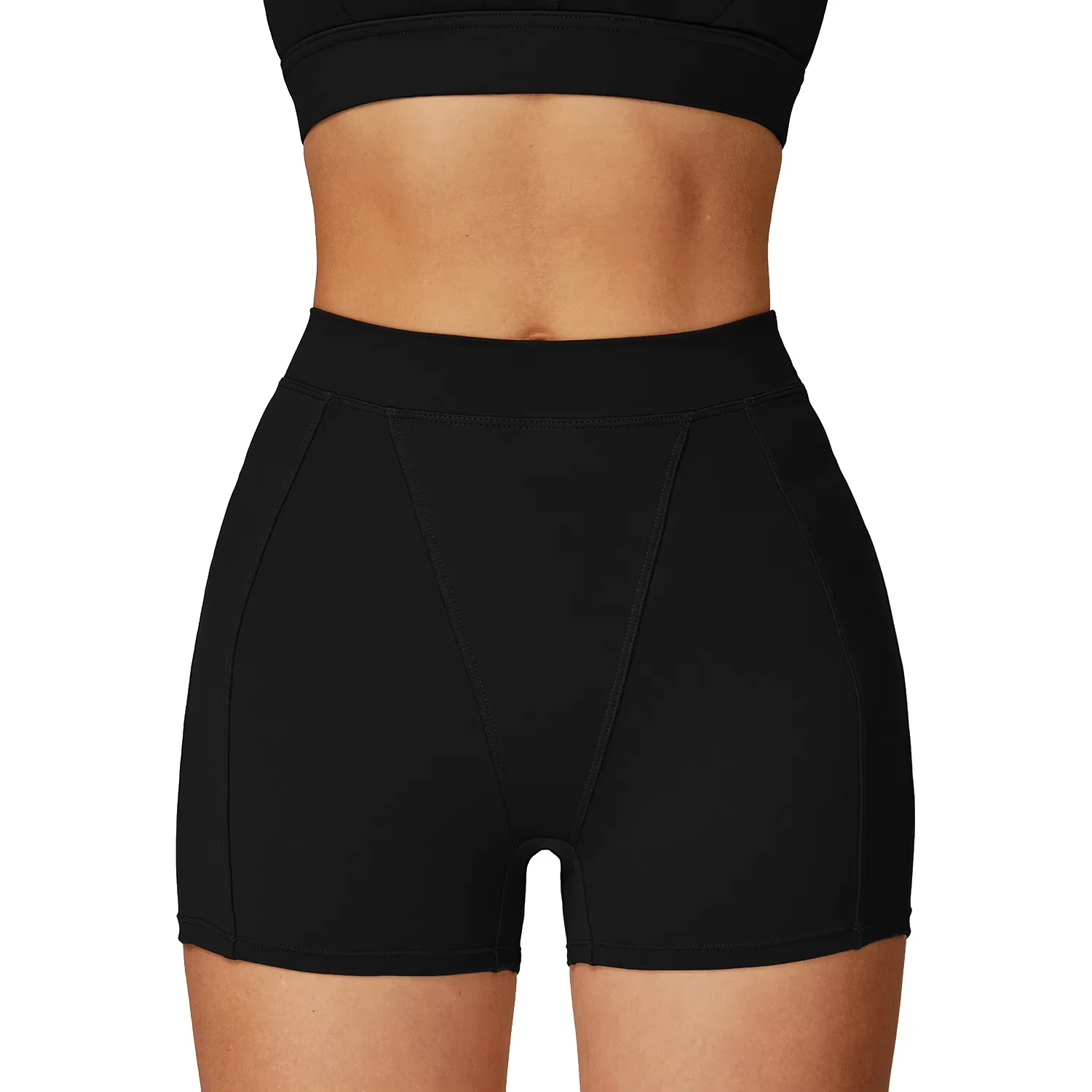 Women's High Waist Tummy Control Yoga Shorts Solid Drawstring Naked Feel Sports for Workout Running Fitness