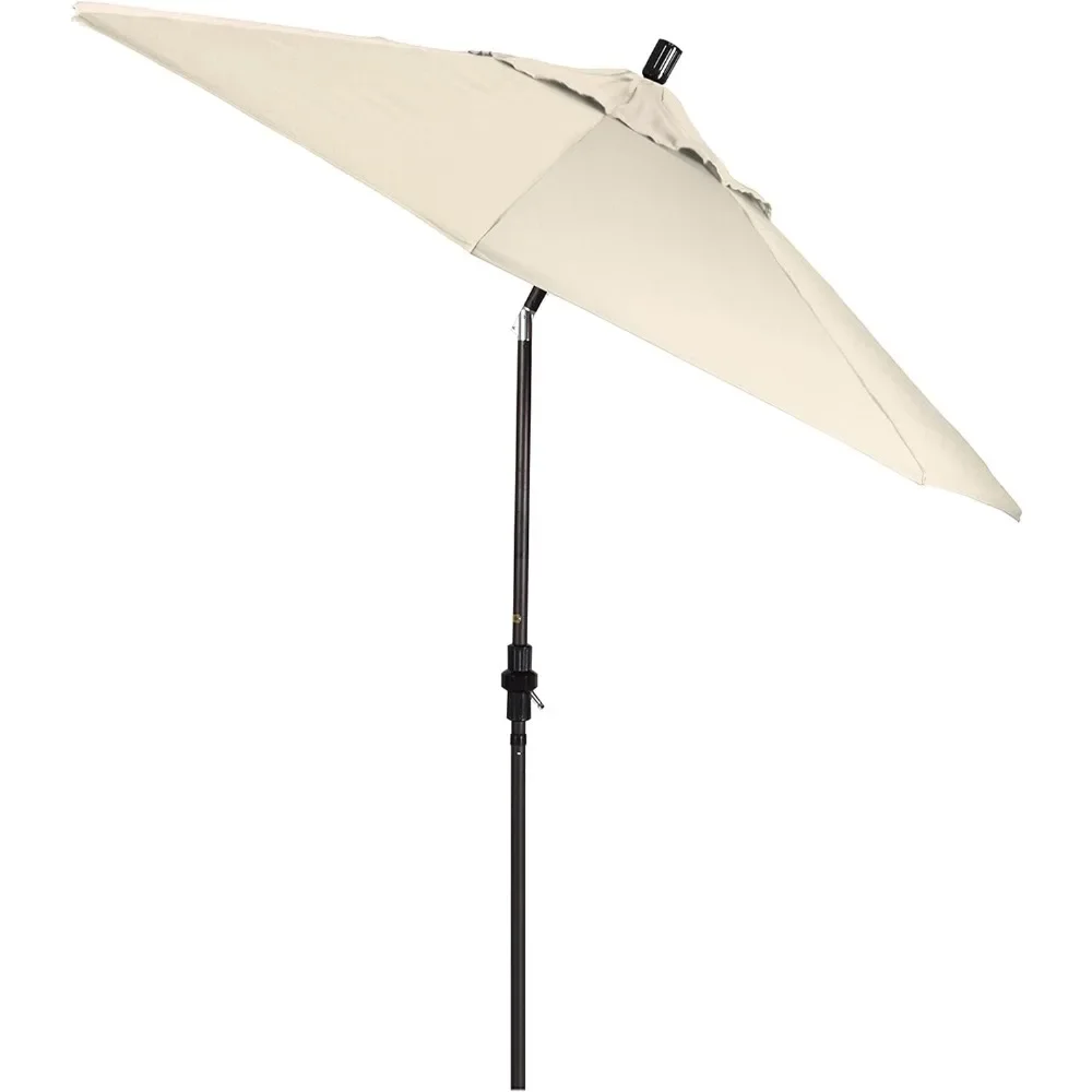 Round Aluminum Market Umbrella, Crank Lift, Collar Tilt, Bronze Pole, Antique Olefin bege, 9'