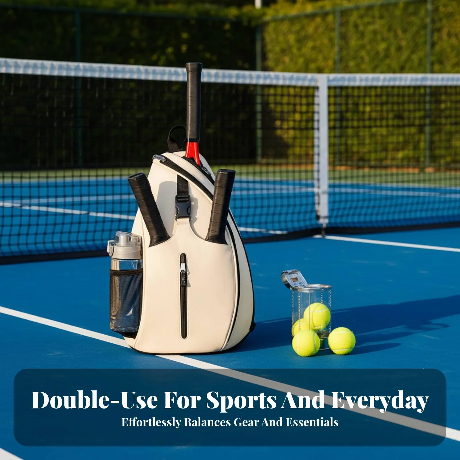 Pickleball Backpack Sturdy Badminton Gear Bag Crossbody Racket Bag Spacious Sports Equipment Breathable Mesh Pad for Women, Gym view 3