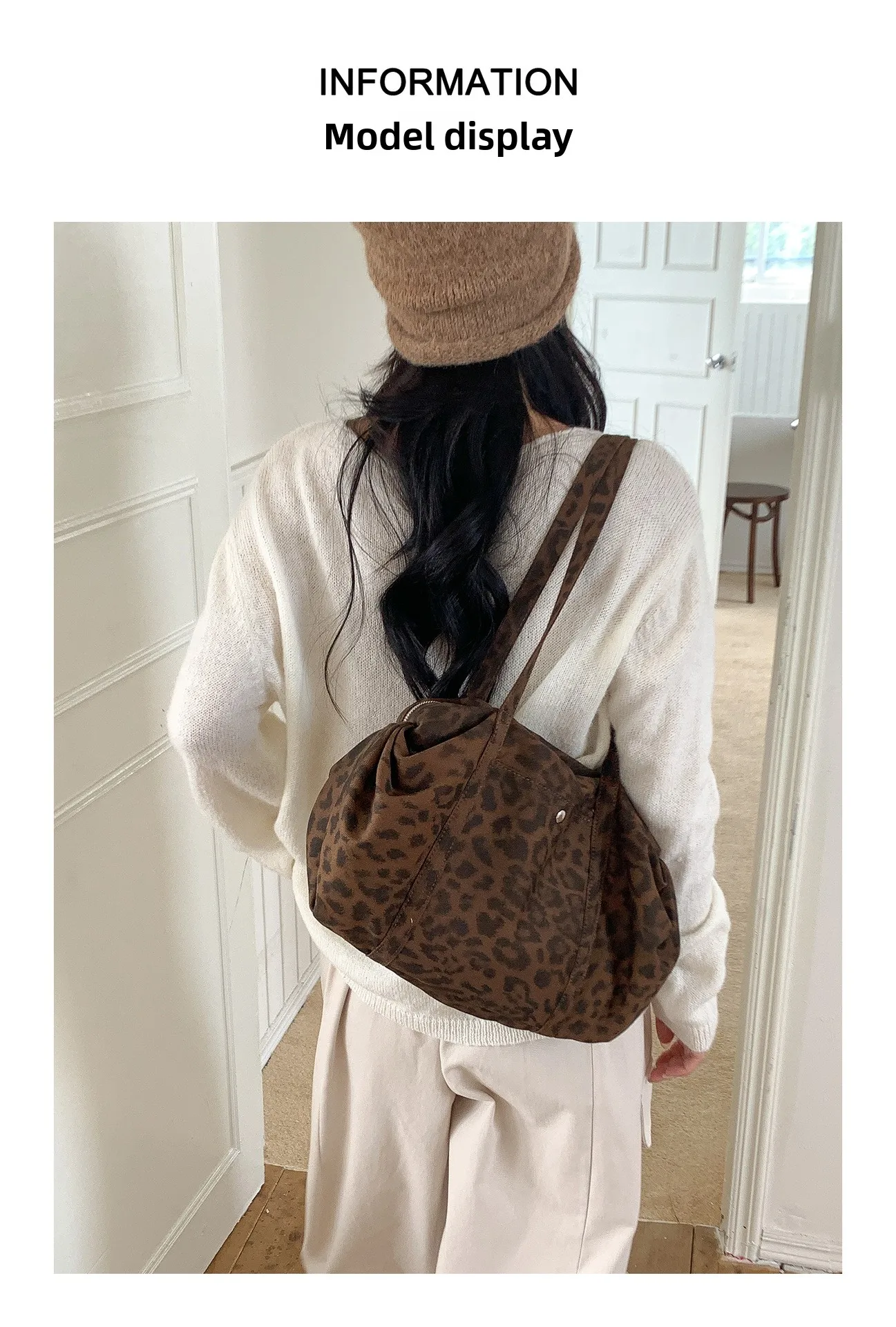 Wilde Leopardenmuster Nylon Umhängetasche Große Kapazität Multipocket Tote Bag Trendy Frauen Casual Geldbörse Guangzhou Hochwertige Tasche – Detail 8
