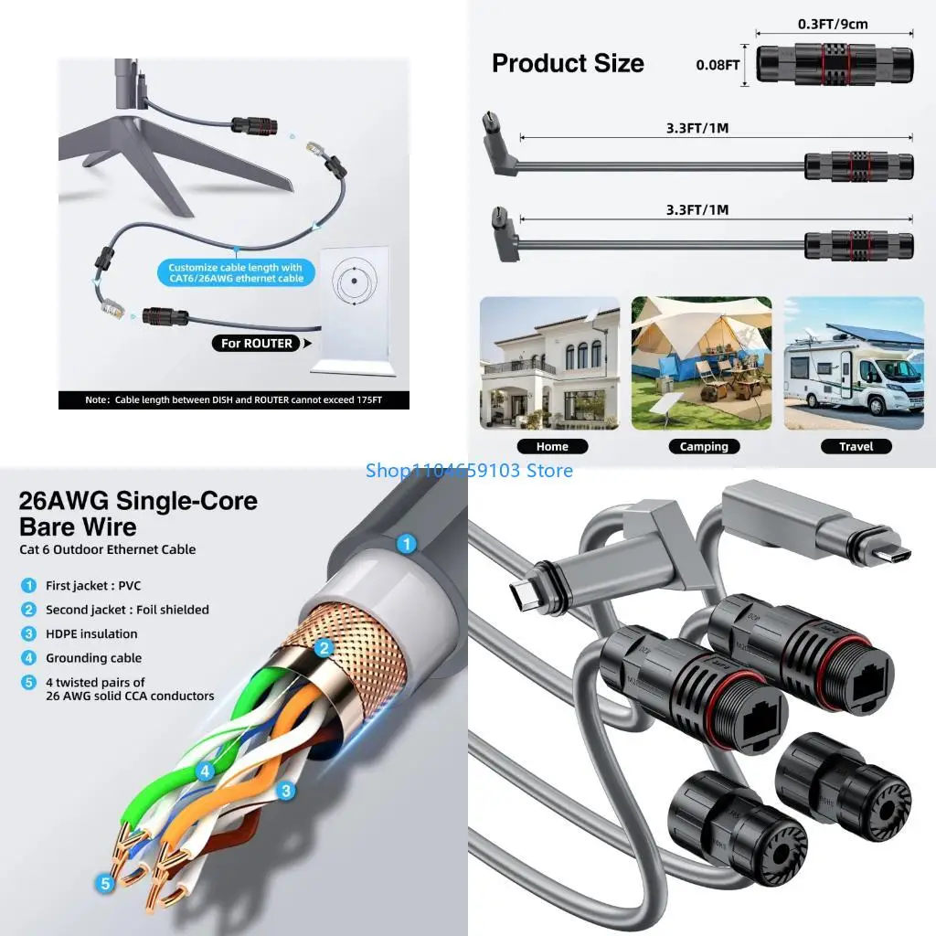 

Кабель адаптера Ethernet для мини -спутника Ген 2 водонепроницаемый соединитель для разгибания и замены мини -спутникового