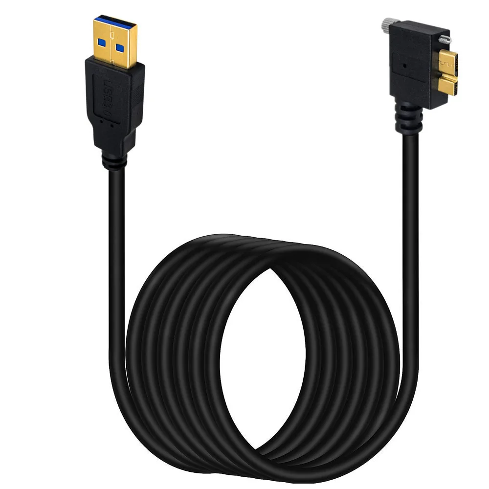 90 Degree Right Left Up Down Angled Micro B USB Lock Screw Mount to USB 3.0 A Type Male Fast Data charger cable 0.3m 1.8m 3m 5m