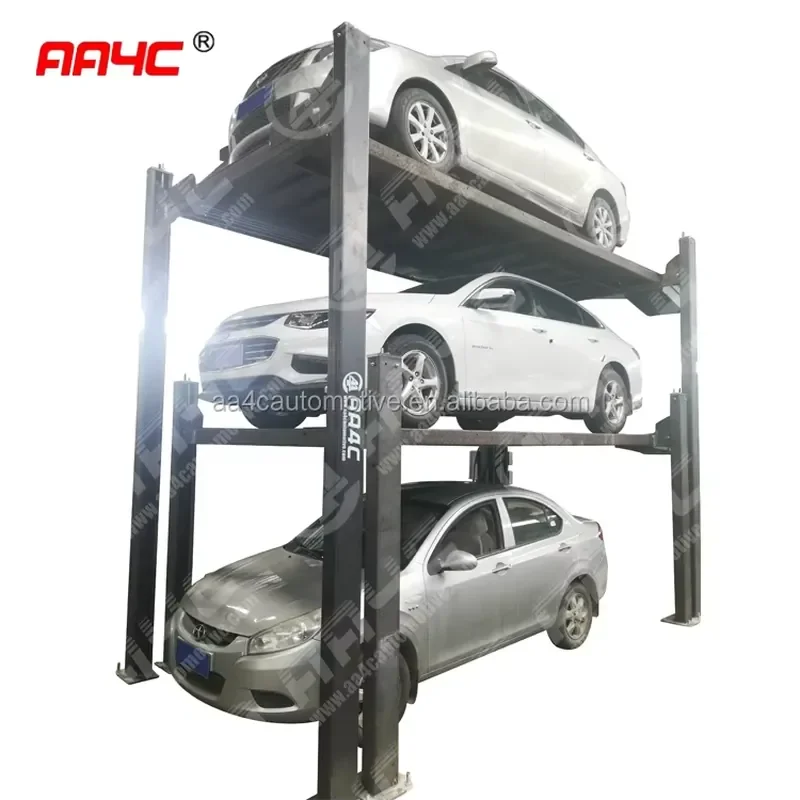 AA4C 4 Post Triple Car Vehicle Parking System Auto Parking Elevator Triple Cars Parking Lift