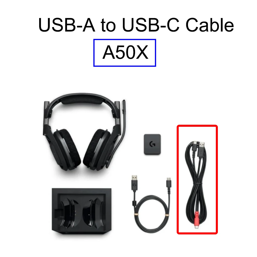 Replacement USB-A to USB-C Cable For Logitech G Astro A50 X LIGHTSPEED Wireless Gaming Headsets