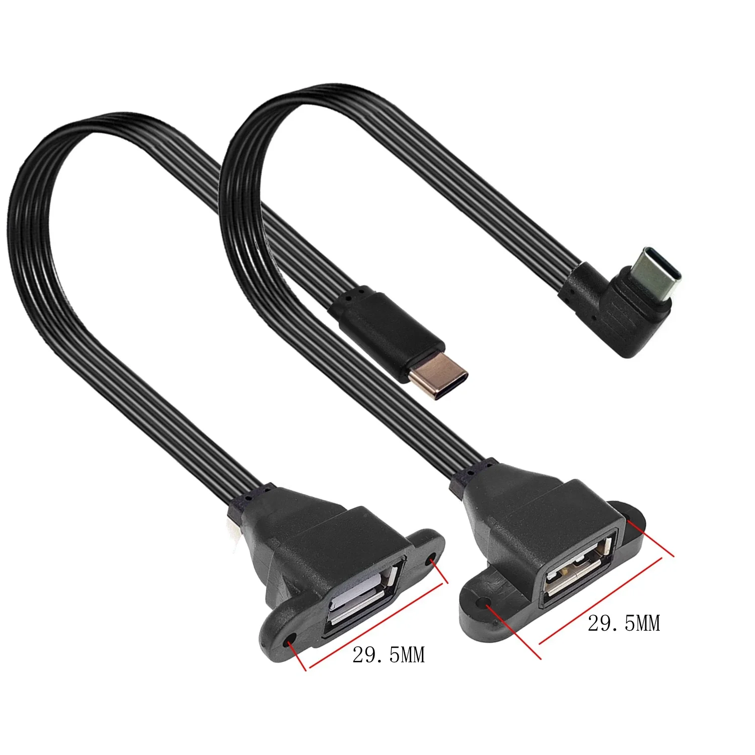 5CM 90 ° Flat USB 2.0 cable, USB-A female A C-type male 3.1, data synchronization , OTG, black, 0.1 0.2 0.3 0.5 meters