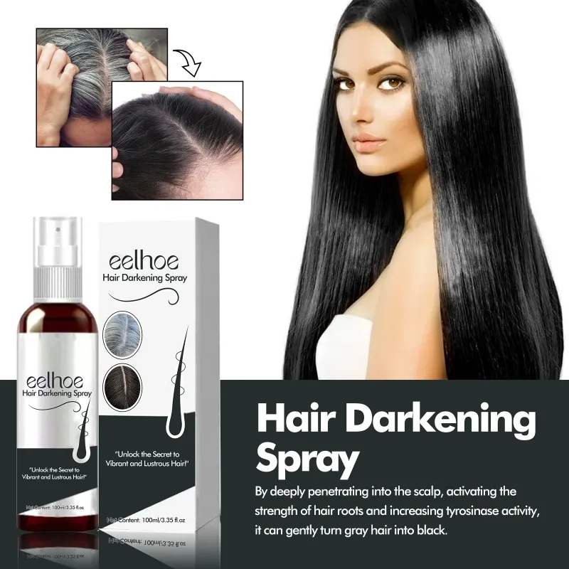 

Black Hair Spray Natural Black Cover White Hair Soft Shine Moisturizing Dense Care Spray Hair & Scalp Treatments