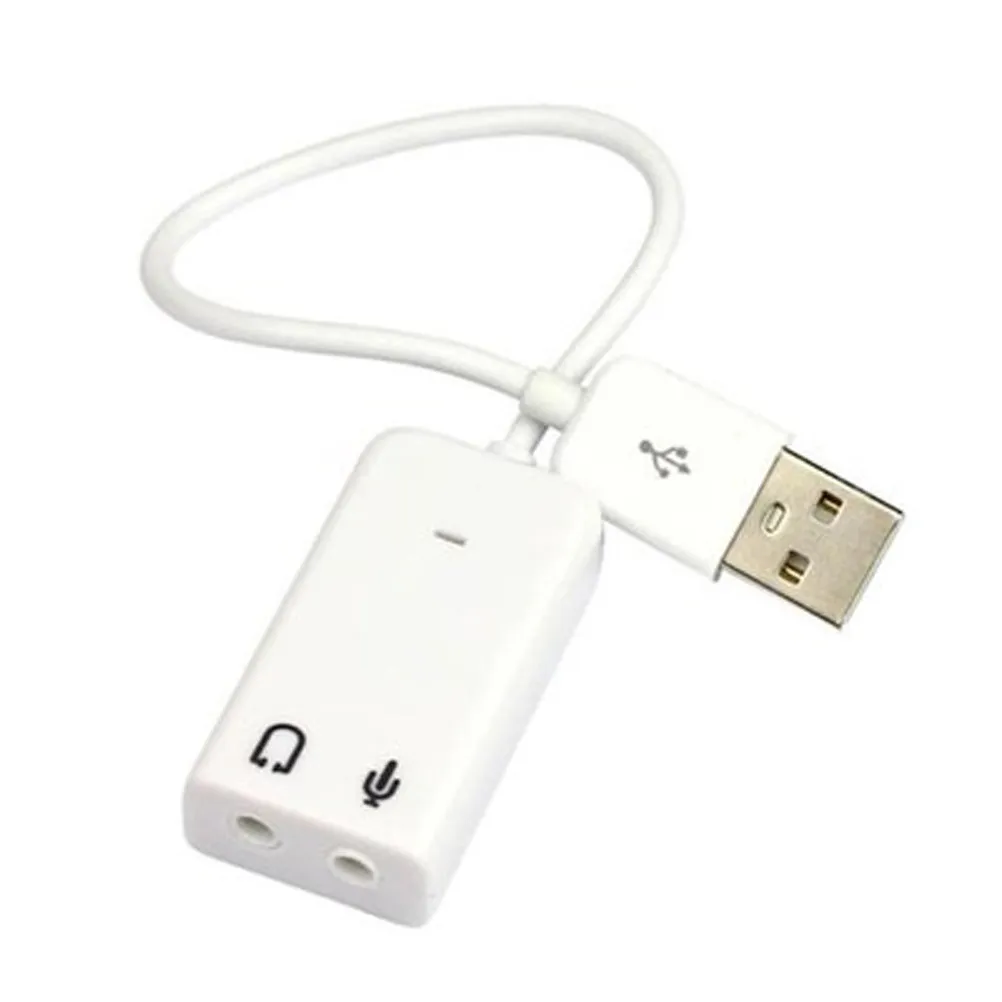 

USB 2.0 Sound Card Virtual 7.1 Channel 3D Audio Adapter Cable Line for Notebook Laptop Speaker Box No External Power