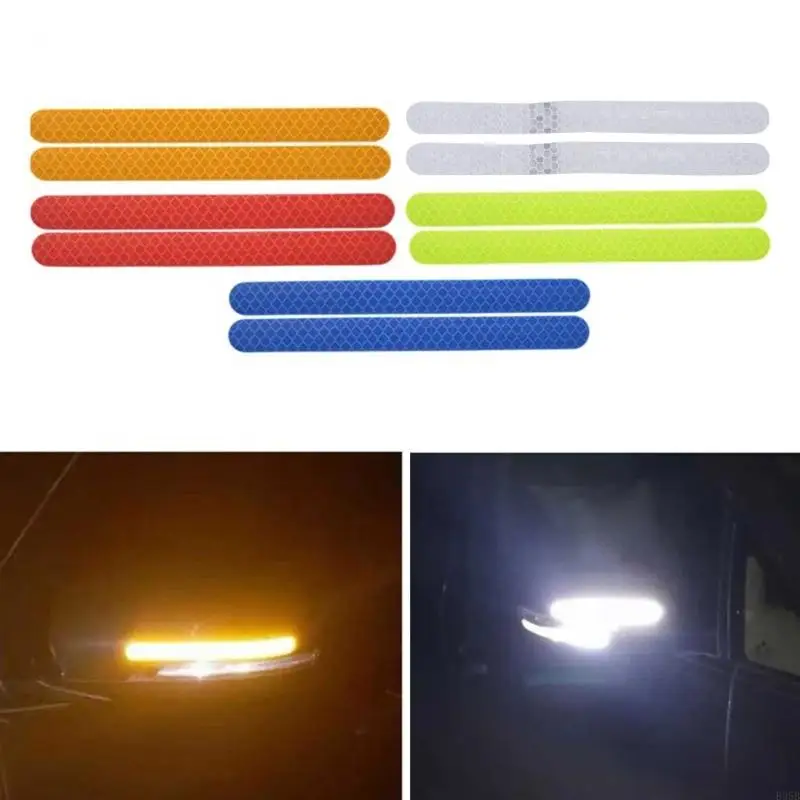 Car Anti-Collision Sticker Set Rearview Mirror Reflective Strip for Automobile B95B