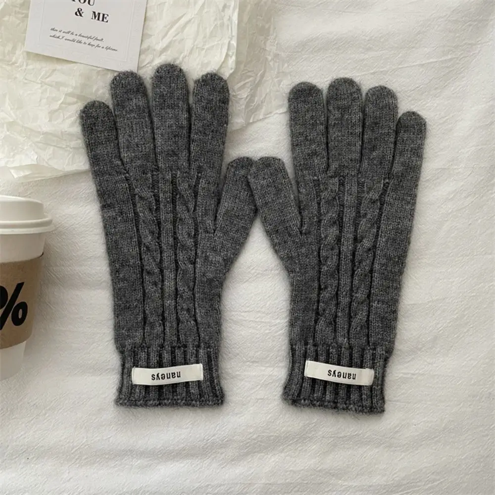 Kawaii Y2k Lady Finger Gloves Warm Windproof Korean Knitted Gloves Cold-proof Touchscreen Solid Color Gloves Autumn