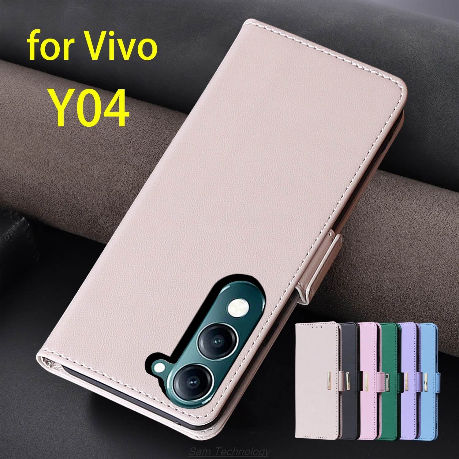 

Magnetic buckle Leather Case for Vivo Y04 4G / Y29s 5G Wallet RFID BLOCKING Flip Cover female Simple Capa Fundas Coque
