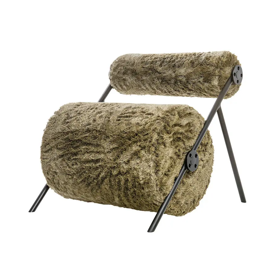 

#Brazilian Contemporary Style Ergonomic Synthetic Fur Armchair Designer Lounge Chair Living Room Hotel Metal Frame Leisure Chair