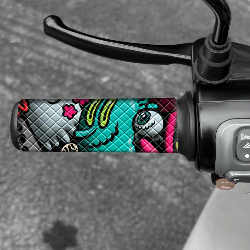2PCS Graffiti Motorcycle Grip Stickers Waterproof Anti-Slip Vinyl Decals Cover Scratches for Modification Scooter E-Bike Bicycle - Image 3