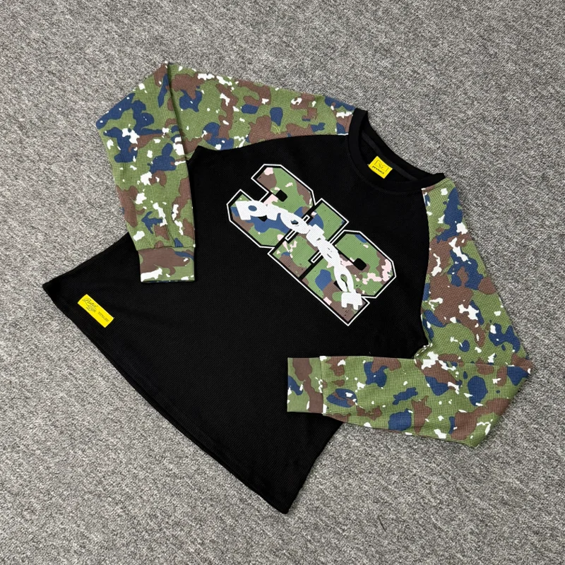 26SS Streetwear Brand Protect Long Sleeved High Quality Cotton Camouflage Printed T-shirt Stock