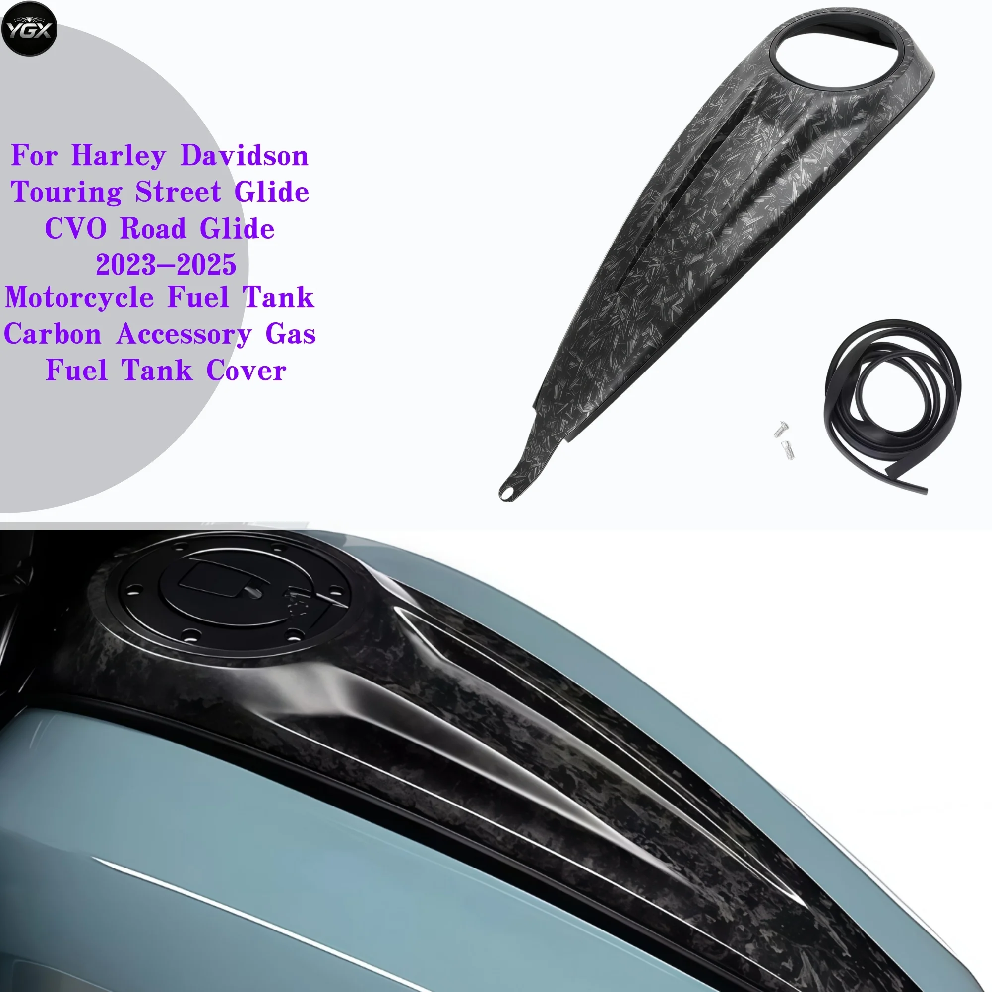 Motorcycle Fuel Tank Carbon Accessory Gas Fuel Tank Cover For Harley Davidson Touring Street Glide CVO Road Glide 2023-2025 view 2