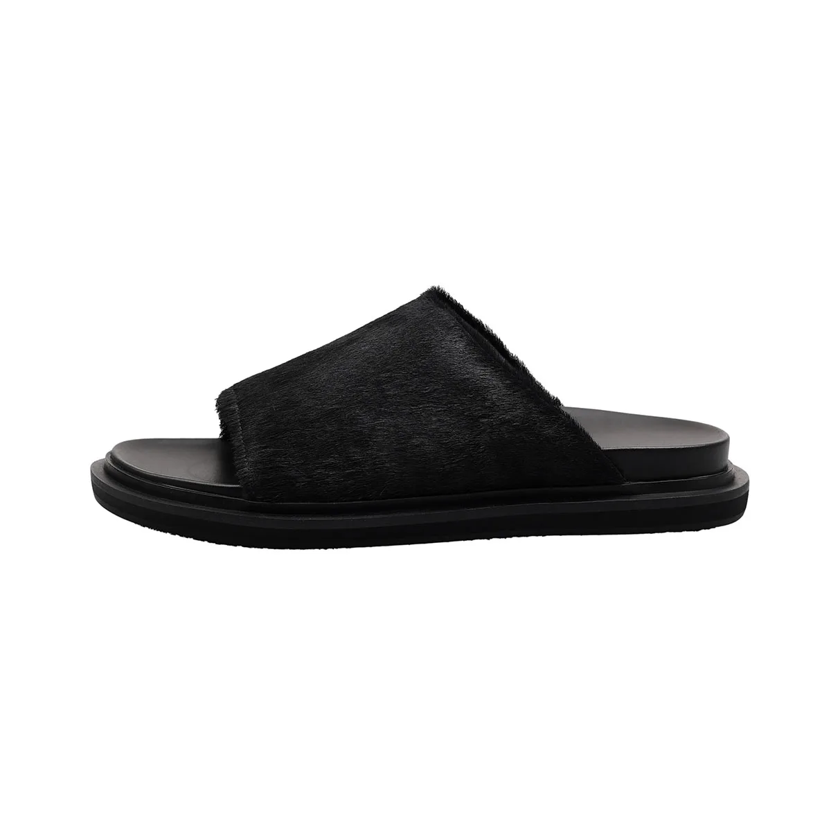 

Arden Furtado 2025 Summer Holiday style horsehair platform Word slippers Round toe Flats shoes Middle heel beach Cool slippers