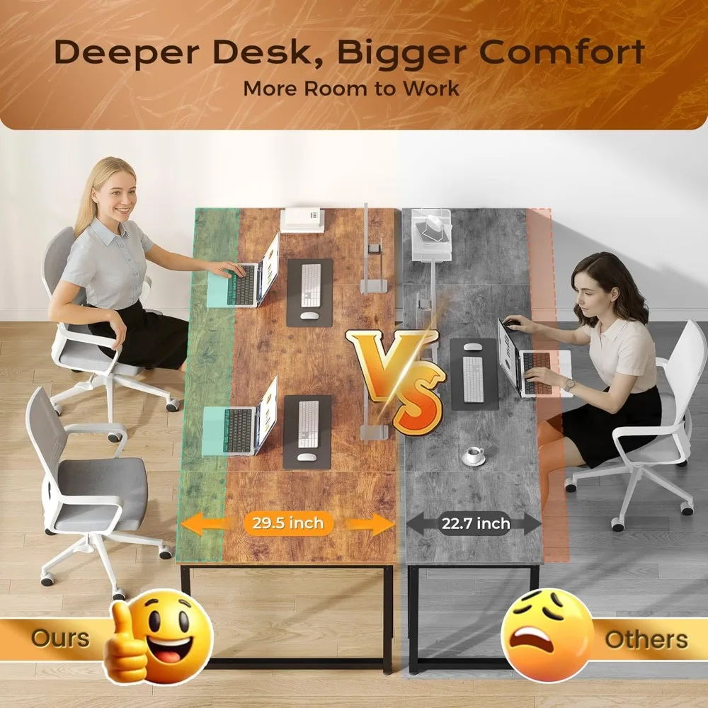 Large 63x29.5 Gaming & Office Desk with Spacious Surface for Home, Study, Work