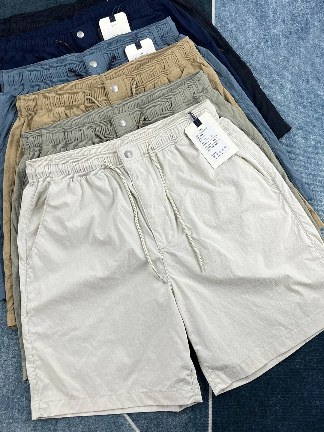 

Мужские шорты из ледяного шелка Qui Dry для лета, для активного отдыха, легкие, длиной до колена, модные, с поясом, повседневные, свободного кроя