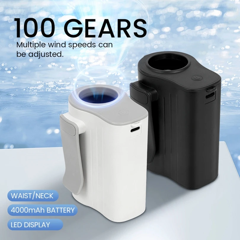 Best Selling Portable Wearable Rechargeable Cooling Waist Clip Fan, Chinese Supplier, Outdoor Personal Portable Fan USB Neck Fan