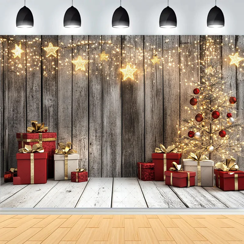 

Winter Christmas Photography Backdrop Green Wall Window Curtain Xmas Tree Kids Family Decor for Photo Studio Background SC-60