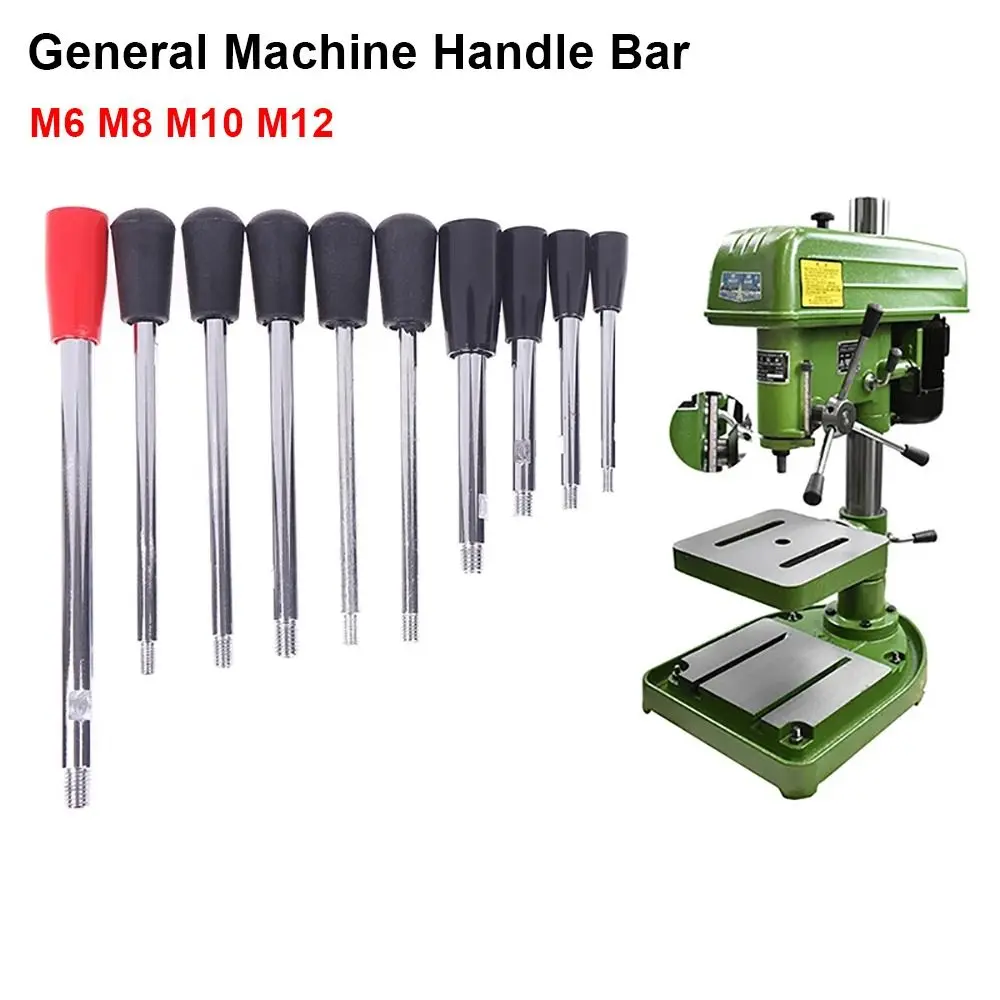 1Pcs Durable M6-M12 Handle Bar Bakelite Knob Fixed Machine Work Rod Long Grip Carbon Steel Bar Bench Drill Accessories