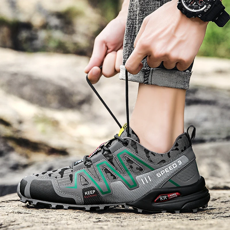 Breathable hiking shoes men 2024 new hiking shoes non-slip wear-resistant cushioned light outdoor climbing sports shoes