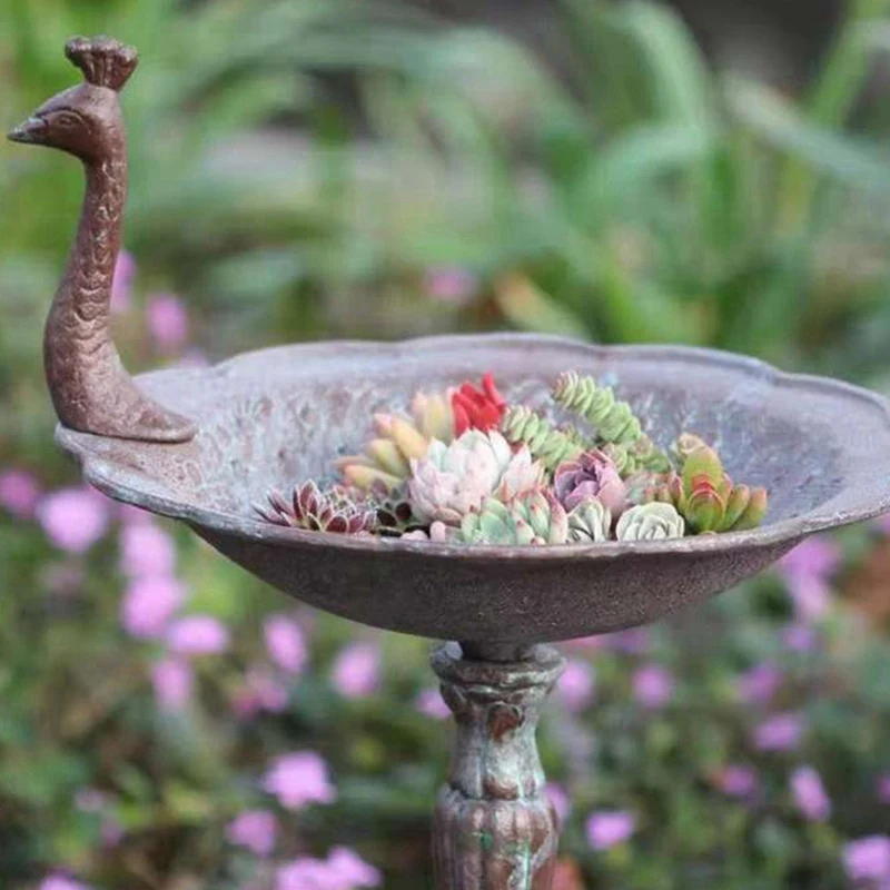 Imagem -04 - American Country Iron Opening Candlestick Bird Feed Drinking Plate Home Garden Lawn Decoration