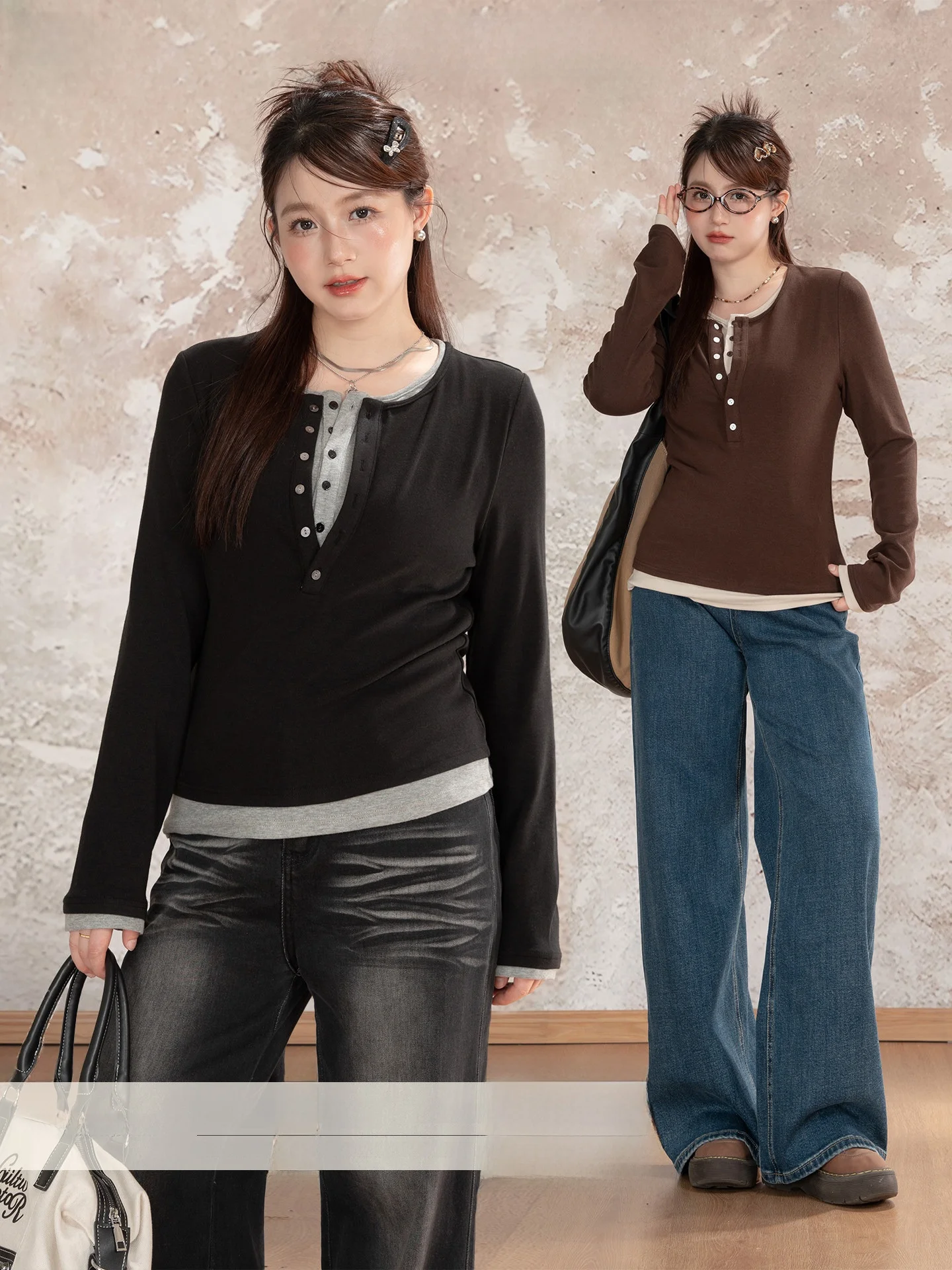 

Женская футболка Heynew больших размеров с длинным рукавом и круглым вырезом, в стиле колор-блок, базовый слой, утягивающая, универсальная, для повседневной носки, осенняя одежда