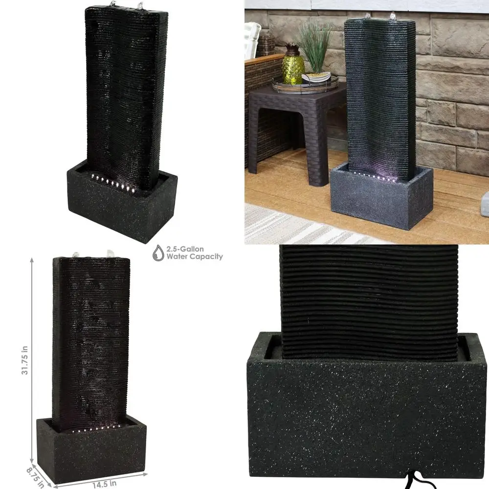 

31-Inch Outdoor LED Lighted Water Fountain with Adjustable Flow Electric Pump