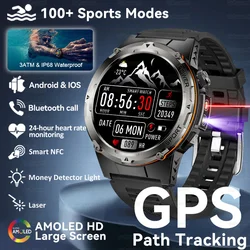 2024 New Military Smartwatch IP68 Waterproof outdoor Sports Fitness tracker health monitor BT call 365nm UV+ infrared