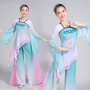 Классический фанатный танцевальный костюм для девушек, традиционная китайская сказочная одежда для народного танца Янко, танцевальный костюм для выступлений
