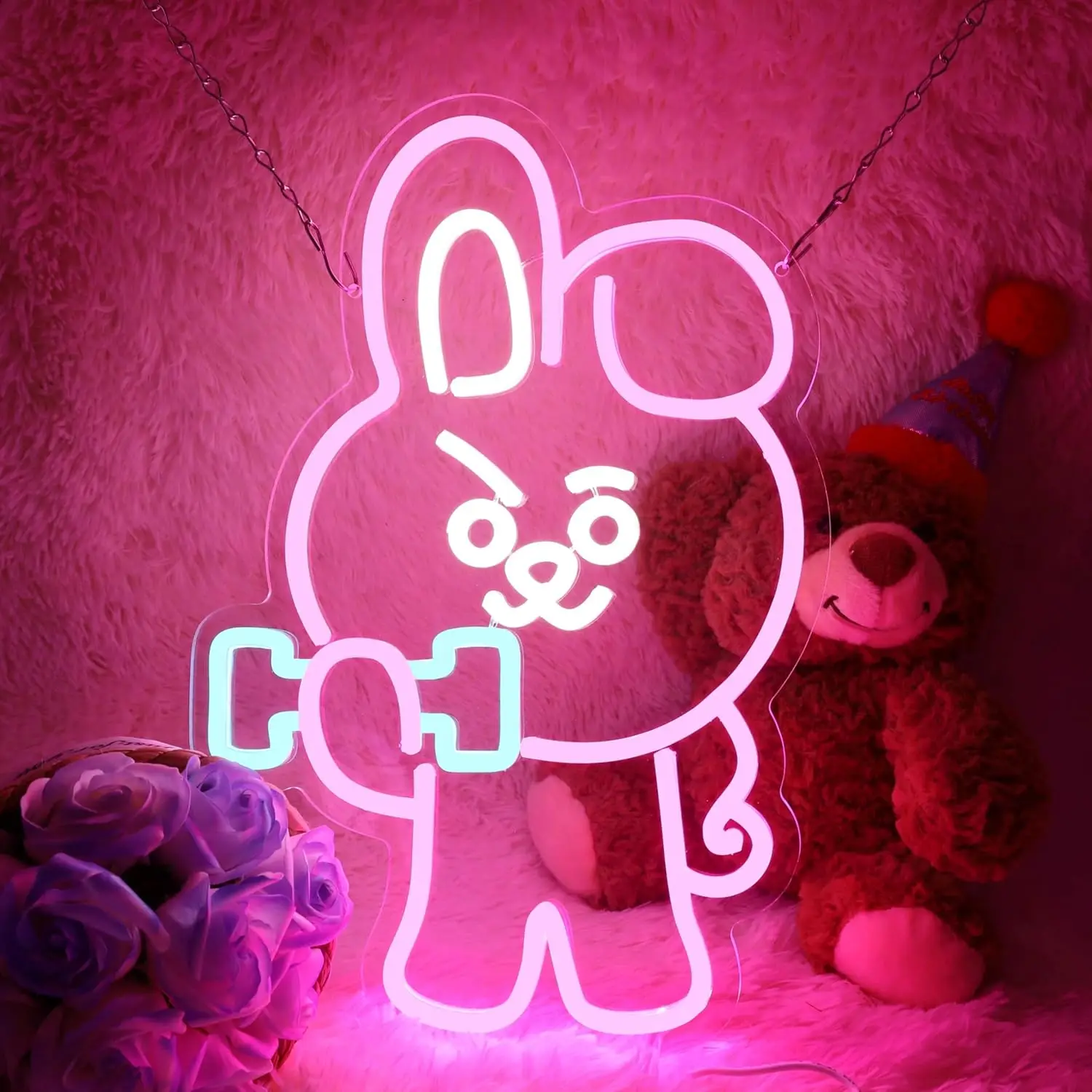 

Cute Neon Sign Dimmable Fitness Rabbit Neon Lights for Gym Club Bedroom Man Cave Game Room Decor Aesthetics Draw Birthday Gifts