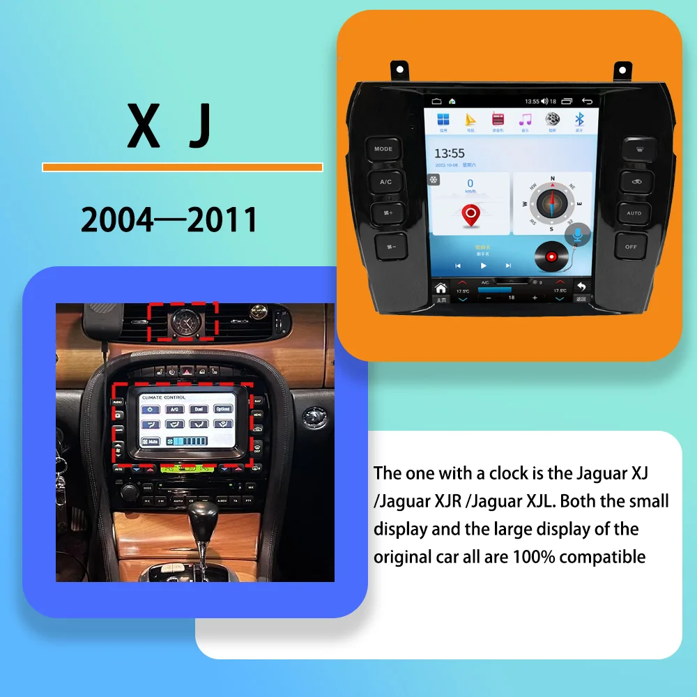 راديو أندرويد للسيارة جاكوار XJ X-TYPE S-TYPE 2004-2011 مشغل وسائط متعددة لاسلكي CarPlay بلوتوث شاشة تعمل باللمس وحدة الرأس