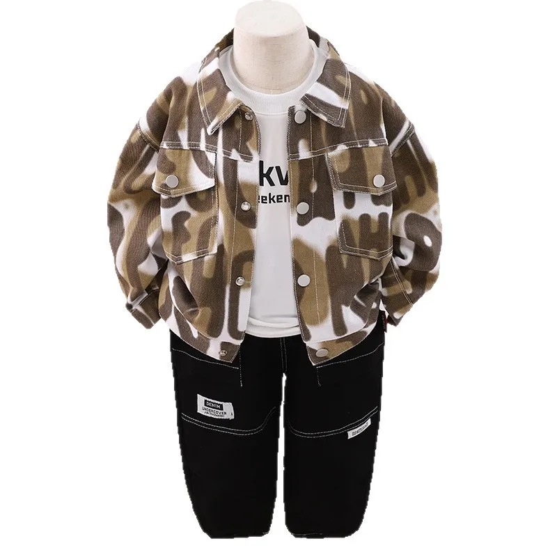 New Spring Autumn Baby Girls Clothes Children Boys Letter Jacket T-Shirt Pants 3Pcs/Sets Fashion Infant Clothing Kids Tracksuits