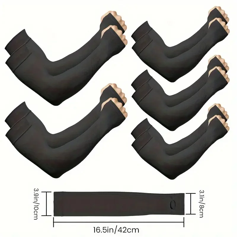 UV-Schutz, kühlende Armstulpen, 6er-Pack – atmungsaktiver Sonnenschutz für Fahren, Radfahren, Outdoor-Sportarten, Unisex UPF 50+ (Schwarz/Grau)